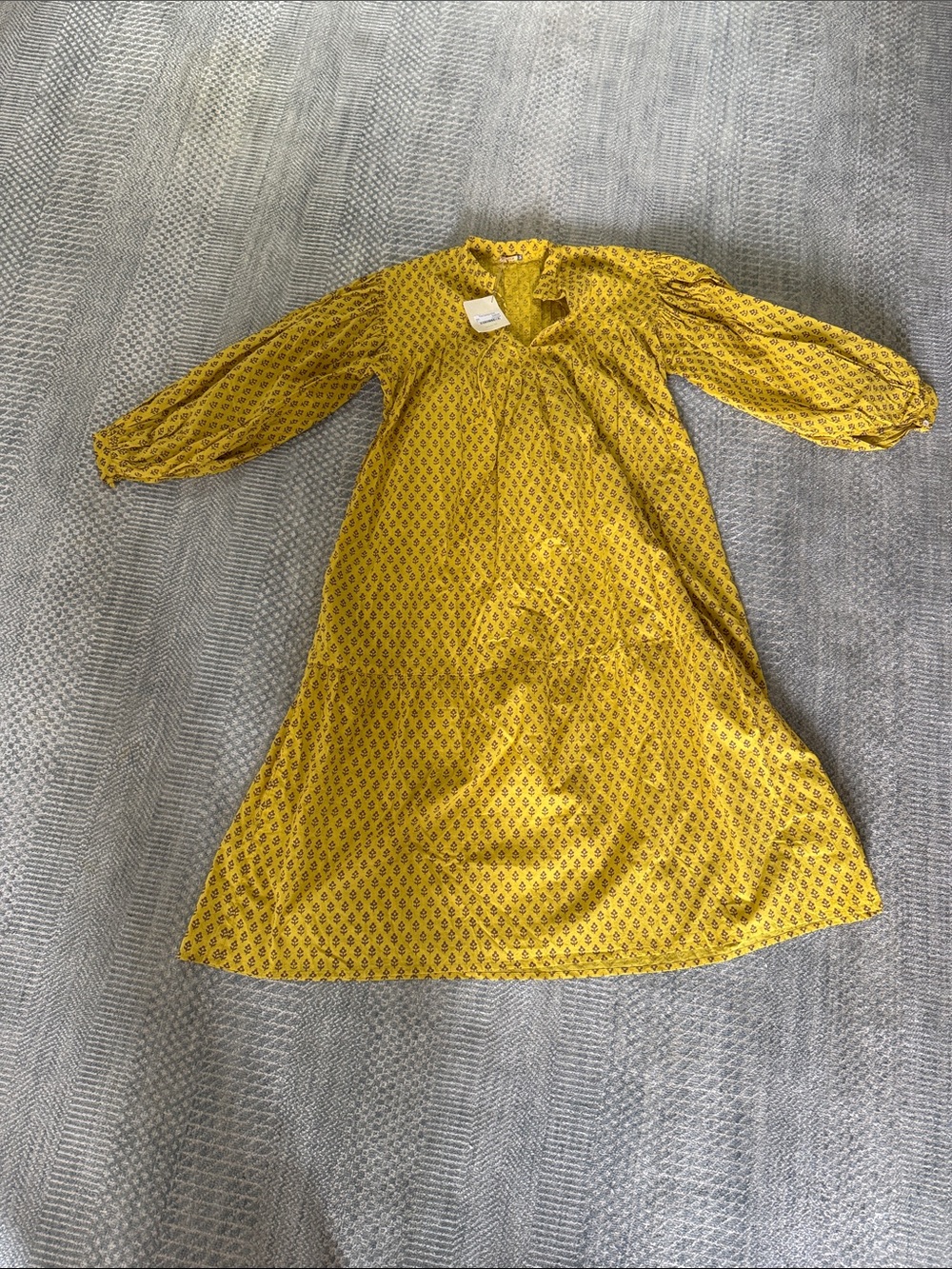 Matta Yellow Printed Long Sleeve Maxi Dress